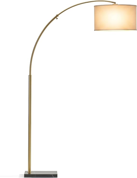 Brightech Logan Arc Floor Lamp, Bright Standing Lamp for Living Rooms, Offices & Bedrooms, Modern Living Room Decor, Tall Hanging Floor Lamp for Reading and More Gold/Brass