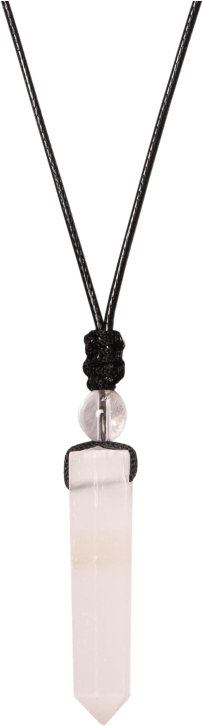 Blessfull Healing Selenite 6 Sided Shape Crystal Ball Hand Polish Necklace/Pendant