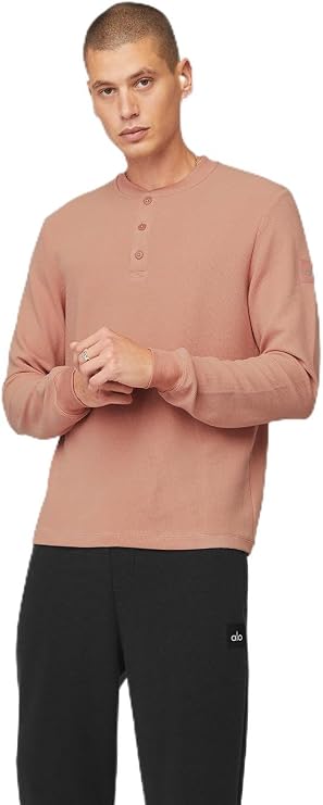 Micro Waffle Fast Break Henley - Soft Clay