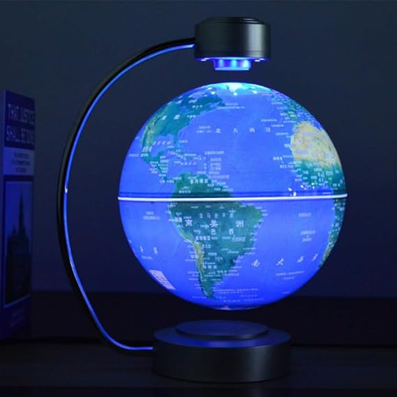 World Globe 8 Inch Maglev Globe Self Rotating World Maps English Levitating Globus Levitation Magnetic Floating Map Geography Education Deco Earth Globes,Beige