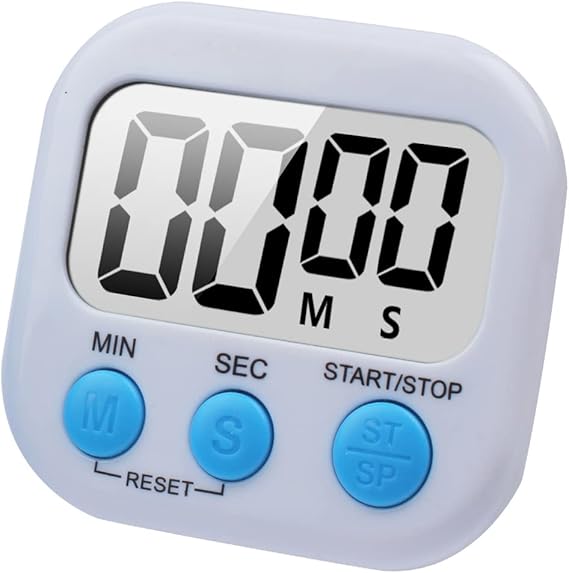 Büyük LCD Ekran Dijital Pişirme Zamanlayıcı Mutfak Zamanlayıcı Geri Sayım ve Kronometre ile. Yemek pişirme, Fitness, Çocuk Çalışma Için Büyük Bip Yüksek Sesli Alarm (BEYAZ)