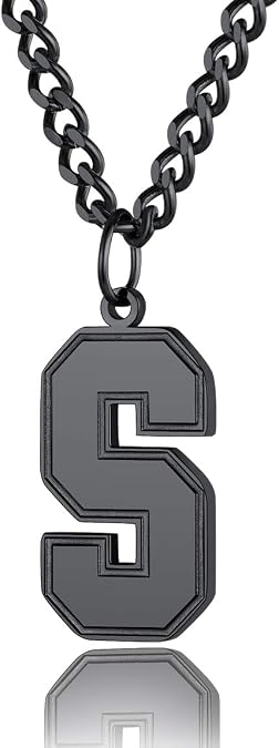 ChainsPro Initial A-Z Necklace for Boys - Stainless Steel Letter Charm Pendant with Chain-22+2", Silver/Gold Plated/Black Sports Stuffers Christmas Personalized Gifts for Men