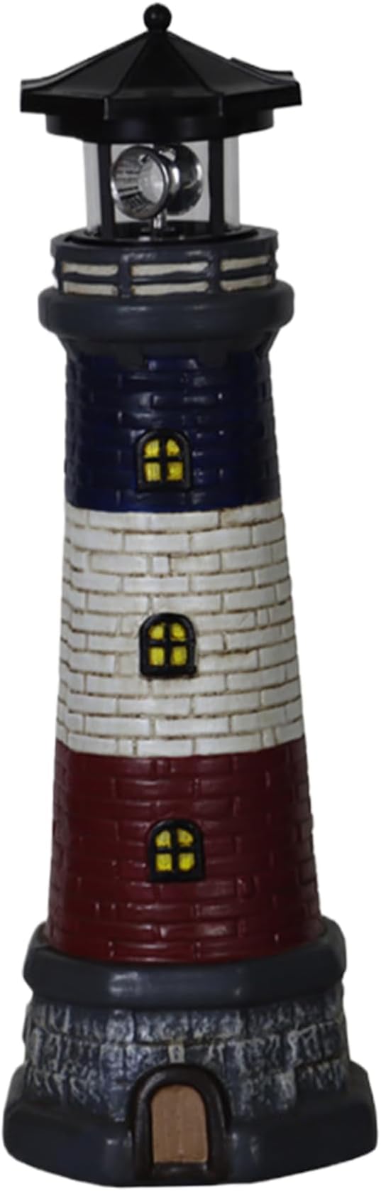 Lighthouse Solar Light 15" Tall Waterproof Resin Lighthouse Lamp with 360° Rotating LED Lighthouse Decor for Patio Lawn Yard Garden Decorations Lighthouse Decor Solar Garden Lights Lighthouse Lamp