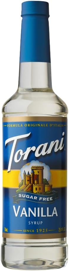 Torani Sugar Free Coffee Syrup, Vanila Flavour, 750ml | Zero Calorie Drink Syrup, No Added Sugar, Barista Style for Coffee, Lattes and Iced Drinks, Vegan Friendly