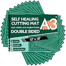 10 Pack Self Healing Cutting Mat 12" x 18" Rotary Cutting Sewing Mat A3, 5-Ply Cutting Board for Crafting, Sewing, Scrapbooking, Quilting and Precision Cutting