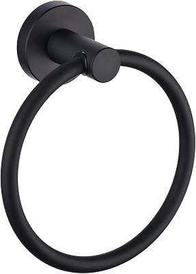 YIGUANIN Matte Black Towel Ring Stainless Steel Wall Mounted Hand Towel Holder Heavy Duty Towel Hanger for Bathroom