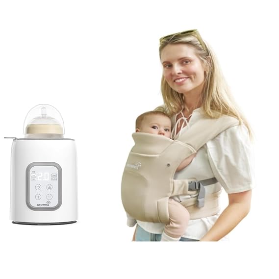 GROWNSY Fast 8-in-1 Bottle Warmer Grey & Baby Carrier Newborn to Toddler, Cream