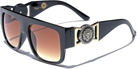 Kleo Flat Top Aviator Gold Buckle Hip Hop Rapper DJ Celebrity Sunglasses