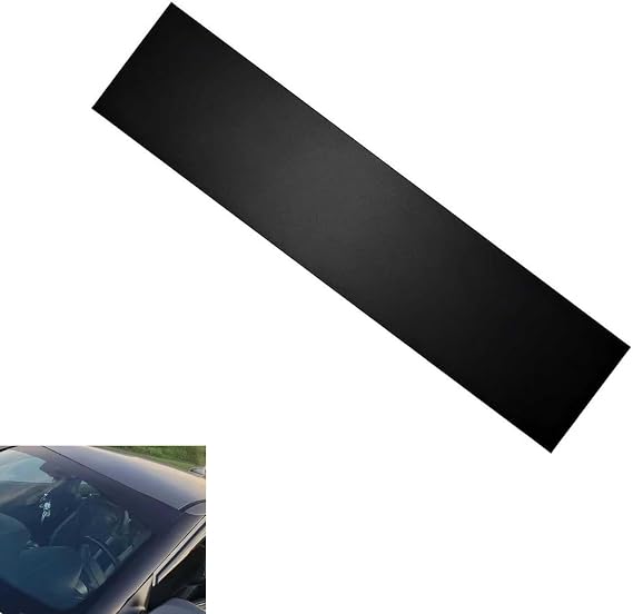 Car Windshield Banner Tint Film, Sun Visor Heat-Resistant Barrier Strip, Flexible Waterproof Protect Shade Sticker, Cuttable Self-Adhesive Decal for Cars Trucks SUVs Boats (Black)