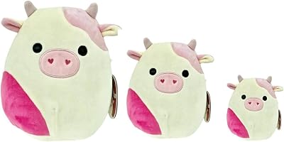 Squishmallows Official Kellytoy Valentines Caedyn Cow 12 8 & 5 Set of 3 Squishy Soft Plush Toy Animal