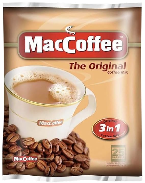 Maccoffee 3 in 1 Original 25 Pack Instant Coffee Packets Pack of 25x20g / 0.7 oz Single Serve Instant Coffee Packets Milk Sugar.