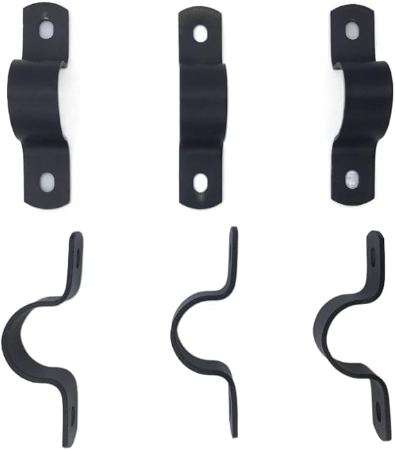 Baby Flower Durable U-Shaped Black Metal Tension Bracket Pipe Clamps, Two Hole Pipe Straps and Industrial Pipe Rack Fittings and U-Brackets (Pack of 6) (1/2 in), 202201