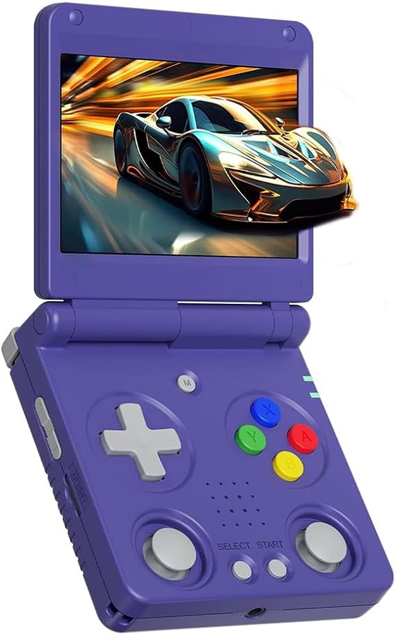 RG34XXSP Game Console Clamshell Retro Portable Handheld RG34XX SP Flip 3.4-Inch IPS Linux 64-bit Game Console 720*480 Screen 3300mAh Rechargable Battery Video Gaming Player (Indigo 64GB)