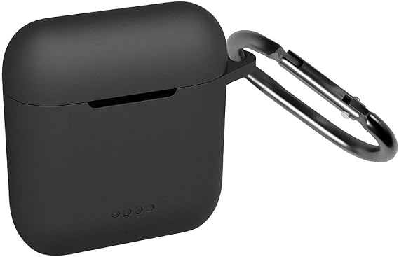 Geiomoo Silicone Cover for TOZO T6 Case, Soft Flexible Scratch Resistant Protective Cover with Carabiner (Black)