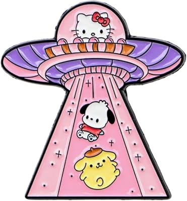 Sanrio Friends UFO Abduction Enamel Pin - Hello Kitty, Pochacco, Pompompurin