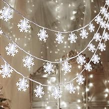 2 Packs 100 LED Christmas Snowflake String Lights Hanging Decorations - Winter Wonderland Lighted Decor for Holiday Xmas Indoor Outdoor Party Supplies (42.6ft,Batteries Not Included)