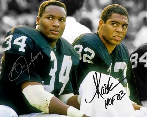 Ikonic Fotohaus Bo Jackson Marcus Allen HOF Signed Photo Autograph Print Wall Art Home Decor