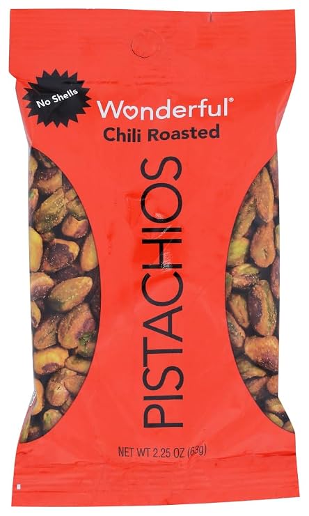 Wonderful No Shell Chili Roasted Pistachios, 2.25 Ounce -- 24 per case.