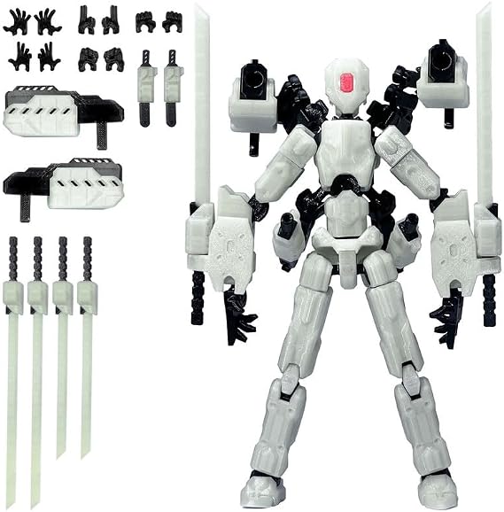 T13 (Assembly Completed) Action Figures Helix Robot 8 Inch, 3D Printed Robo 13 - The Premium Action Figures for Sci-Fi Enthusiasts, White (Glows in The Dark)