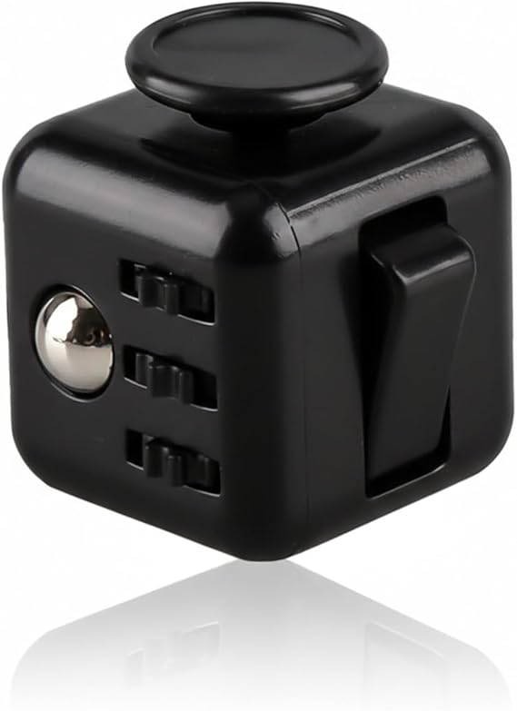 Fidget Cube Stress Relief Toy, 6-Sided Cubes Pressure Reducer, Multi-Functional Anti-Anxiety Sensory Desk Toy, Suitable for Office, Home(Black)