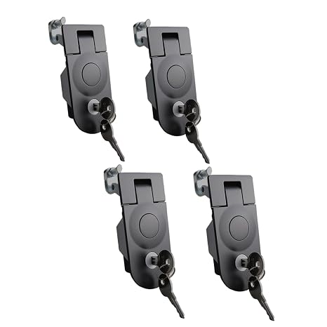Compression Latch,Powder Coated Zinc Alloy Sealed Adjustable Lever Hand Operated Compression Latchs Key Locking for Car Boat RV Door Cabinet Latch Lock,Black (4)