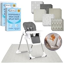 Graco Baby Disposable Splat Mats 60 Count (6 Designs, 10 of Each), 47" x 40", Biodegradable Floor Protector for Mealtime, Under High Chair, Home & Restaurant Use