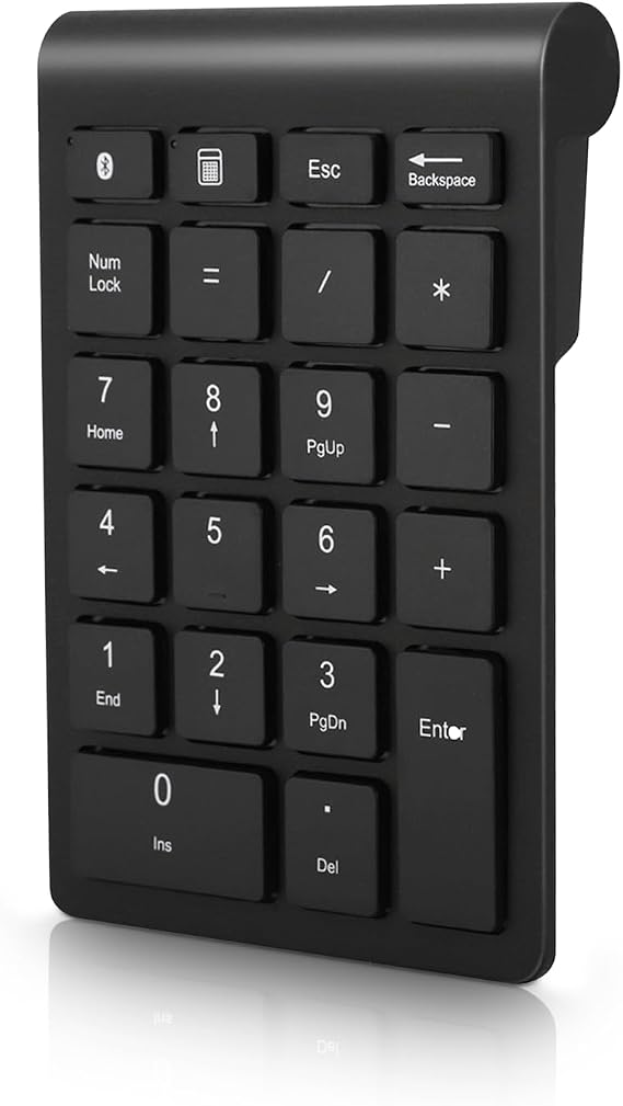 Gugxiom Bluetooth Number Pad,22 Keys Portable Mini Financial Accounting Numeric Keypad,Bluetooth 5.0 10 Key Numeric Keypad for Laptop/Desktop/PC/Notebook(Black)