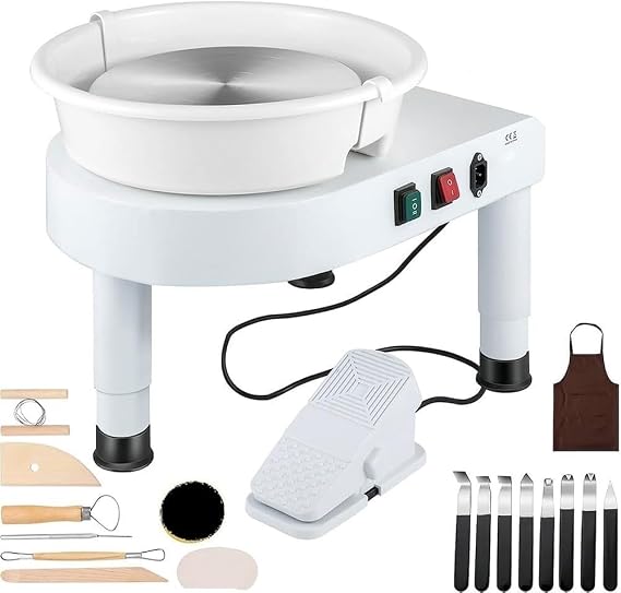 Adjustable Speed Pottery Clay Shaping Machine, 14 in Ceramic Pottery Wheel Heavy Duty Pottery Forming Machine,with Foot Pedal Sculpting Tools for Beginners Pros