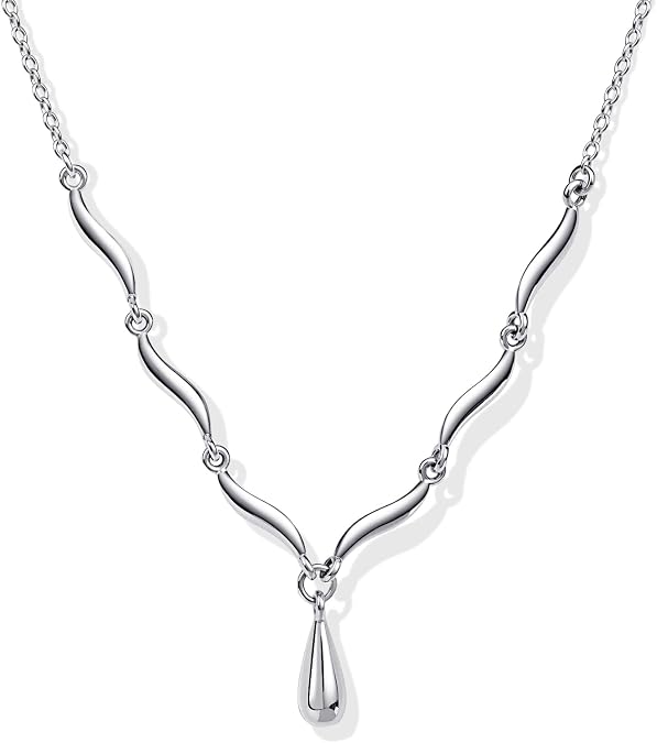 Sterling Silver Teardrop Pendant Necklace for Women, Hypoallergenic Sterling Silver Jewelry for Women