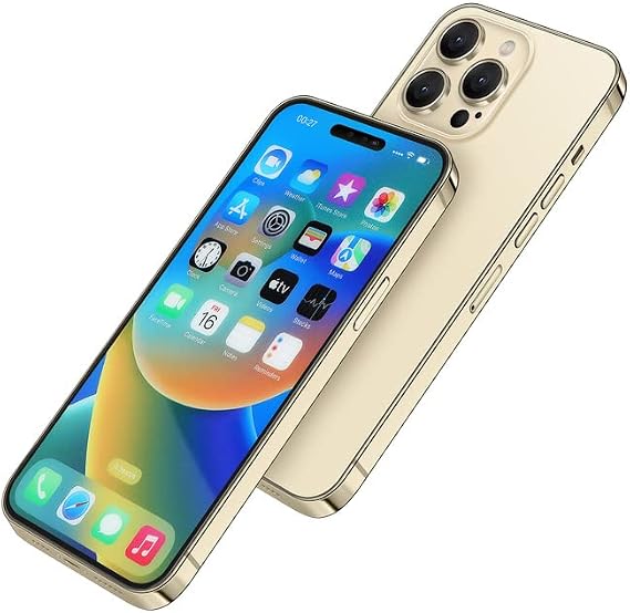 Without Logo Non-working Phone Dummy Display Model Pretend Phone toy for Phone 14 pro 6.1 inches (14pro Gold Colorscreen)