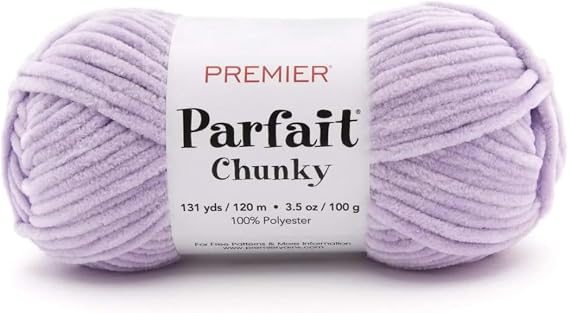 Premier Parfait Chunky Yarn, Super Bulky, Ideal for Knitting & Crocheting, Chenille, Lilac, 3.5 oz, 131 Yards
