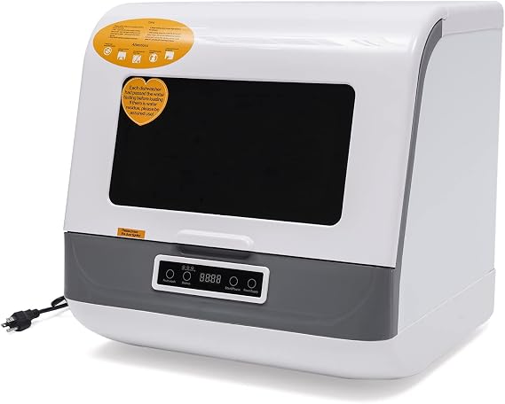 Countertop Dishwasher Portable Dish Washer with 8L Built-in Water Tank, 1200W Compact Dishwashers with 3 Wash Modes for RVs, 30 Minutes for Fast Washing, Two Drying Methods