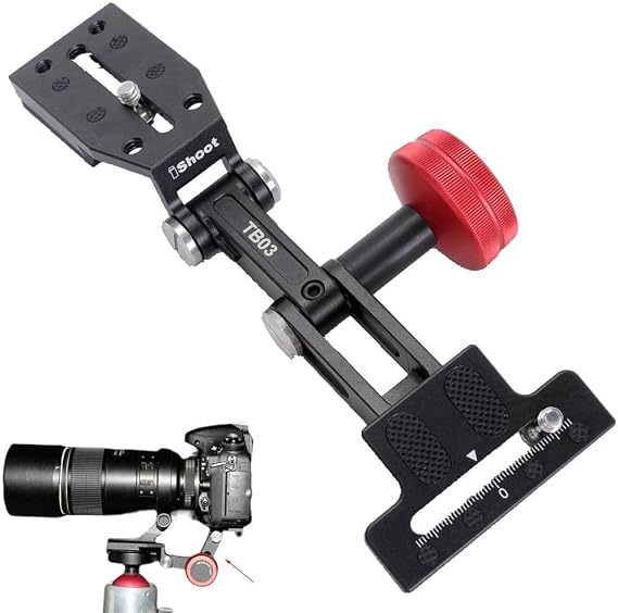 iShoot Retractable Camera & Zoom Lens Holder Portable Telephoto Lens Bracket Foldable Long Focus Support, 2in1 Quick Release Plate Compatible with Manfrotto 200PL & Arca-Swiss Fit Tripod Head Clamp