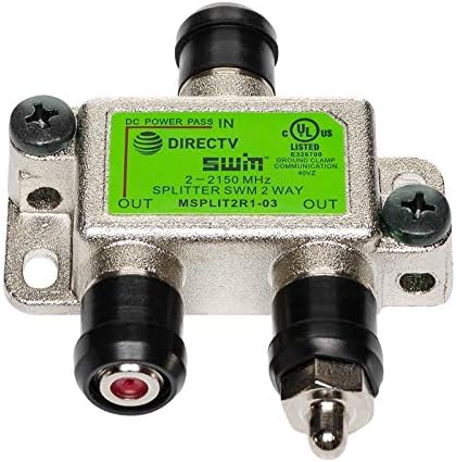 SatelliteSale Directv [mrv] SWM 2 Way Splitter 2-2150 Mhz 1 Port Power Passing Weather Se [msplit2]