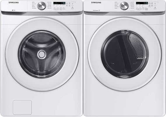 Samsung WF45T6000WPR White Front Load Laundry Package