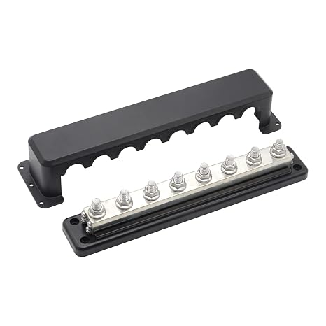 Busbar Copper 600A Heavy Duty Large Bus Bar 8X 3/8" Posts, Flame-Retardant