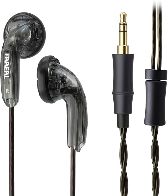 FAAEAL Rosemary Earphone with Upgrade Silver-Plated Cable,150ohms High Impedance HiFi Flat Earbuds,Dynamic and Engaging Sound Profile Music Headphone,3.5mm/4.4mm Plug Optional (Black 3.5mm)