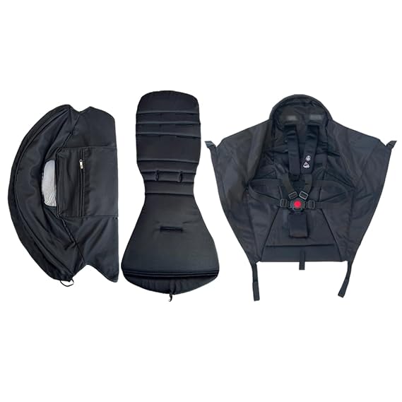 3 pcs/Set Stroller Accessories Canopy, Seat Cushion & Seat Base Compatible with Babyzen YOYO Strollers, Pushchair Accessories Replacement Kit, Waterproof Fabric (Black)