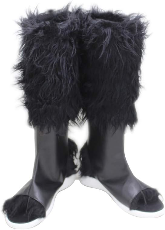 YuanCos Black Cosplay Shoes Thong Sandald Boots X002