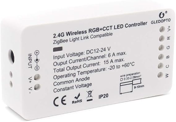 GLEDOPTO Zigbee Controller RGBW RGBCCT 5 in 1 LED Strip Light Controller,Compatible with SmartThings Hub, Zigbee Zll Link Device Amazon Alexa Echo,Smart Voice Timer APP Controller (RGBCCT)
