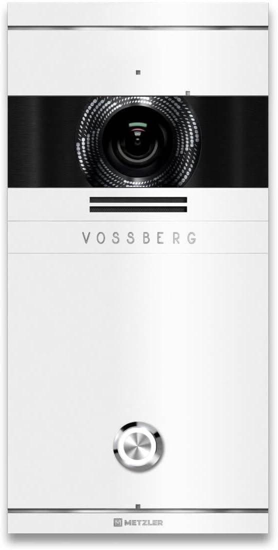 Metzler Video Door Intercom 1 Family House Doorbell with Camera Full HD Opt. 7 Inch Monitor Smartphone App with Connection for Door Opener Connection: LAN POE Traffic White VDM10 2.0