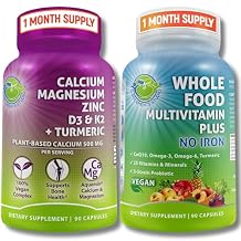 SUPPLEMENTS STUDIO Daily Immune, Bone & Energy Support Duo for Men & Women Vegan Whole Food Multivitamin Without Iron & Plant-Based Calcium Magnesium with D3, K2 & Turmeric Vegan, Non-GMO