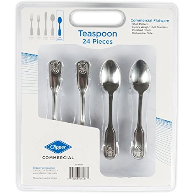 2 DZ Pack - 180 Polish Finish, Teaspoon - Shell Pattern