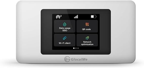 GlocalMe DuoTurbo 4G LTE Portable WiFi Hotspot for Travel in 200+ Countries, Mobile Hotspot Device with Global 1.1GB Data 30Days, SIMFREE and Dual Modem, 10 Devices Connected(White)