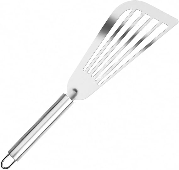 Nonstick Fish Spatula With Silicone Edge, FENGCHEN Silicone Fish Spatula, Heat-Resistant Fish Turner Spatula,Fish Spatulas For Cooking, For Scrapping, Flipping, Frying, Turning Foods (Silver)