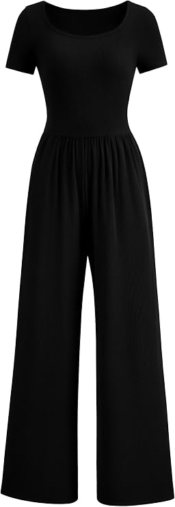 PRETTYGARDEN Women's Short Sleeve Wide Leg One Piece Jumpsuit