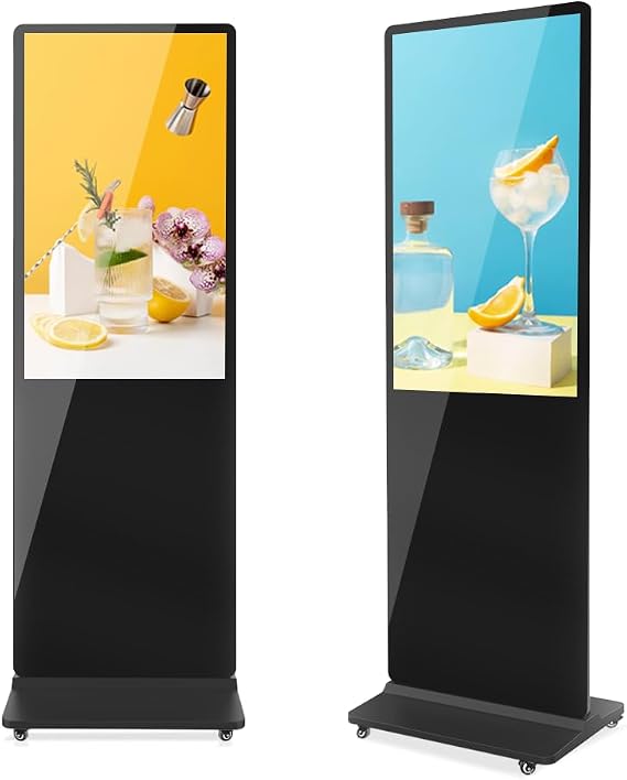 MWE 43 Inch Indoor Floor Standing Digital Signage Advertising Display Kiosk LCD Screen Commercial Totem Android System Vertical Poster with Auto Media Player