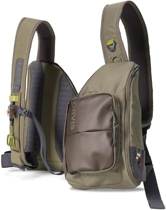 Orvis Mini Sling Pack (26B2) Fly Fishing Backpack - 5L Recycled ECO CORDURA Bag with TPU Coating, Dusty Olive - One Size