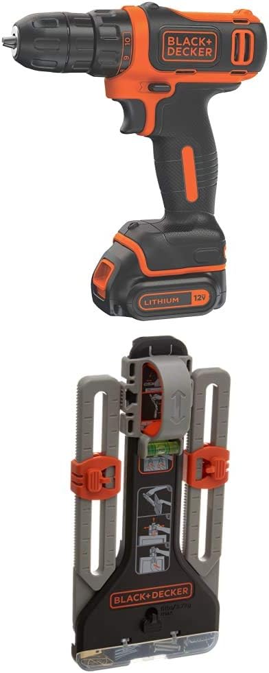 BLACK+DECKER 12V MAX Cordless Drill/Driver with MarkIT Picture Hanging Tool Kit (BDCDD12C & BDMKIT101C)
