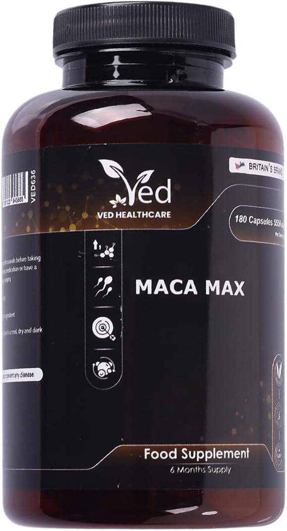 Maca Root Capsules 5550mg, 180 Vegan Black & Yellow Maca Capsules